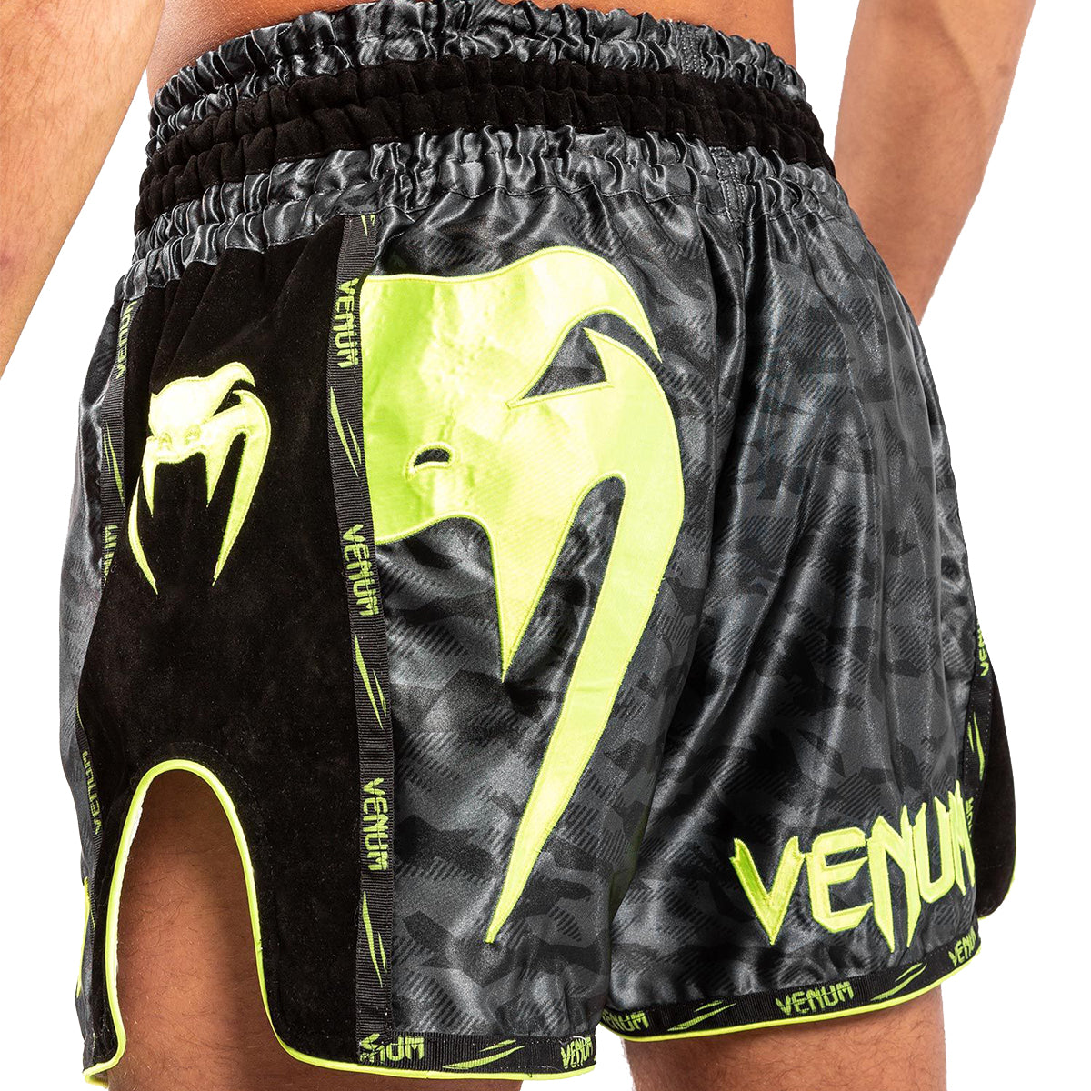 Venum Giant Camo Muay Thai Fight Shorts - Black/Yellow