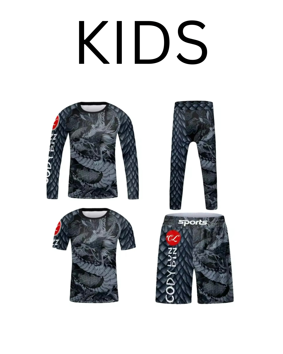 Black Dragon Premium BJJ No Gi / MMA Set. Rash Guard, Shorts & Spats - MADE TO ORDER 2 WEEK DISPATCH