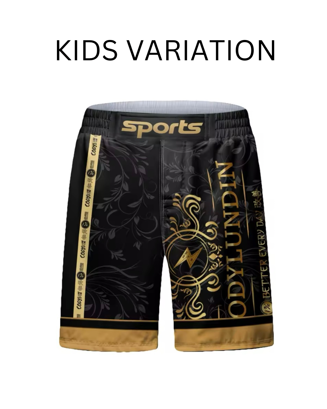 Black & Gold Premium BJJ No Gi / MMA Set. Rash Guard, Shorts & Spats - MADE TO ORDER 2 WEEK DISPATCH