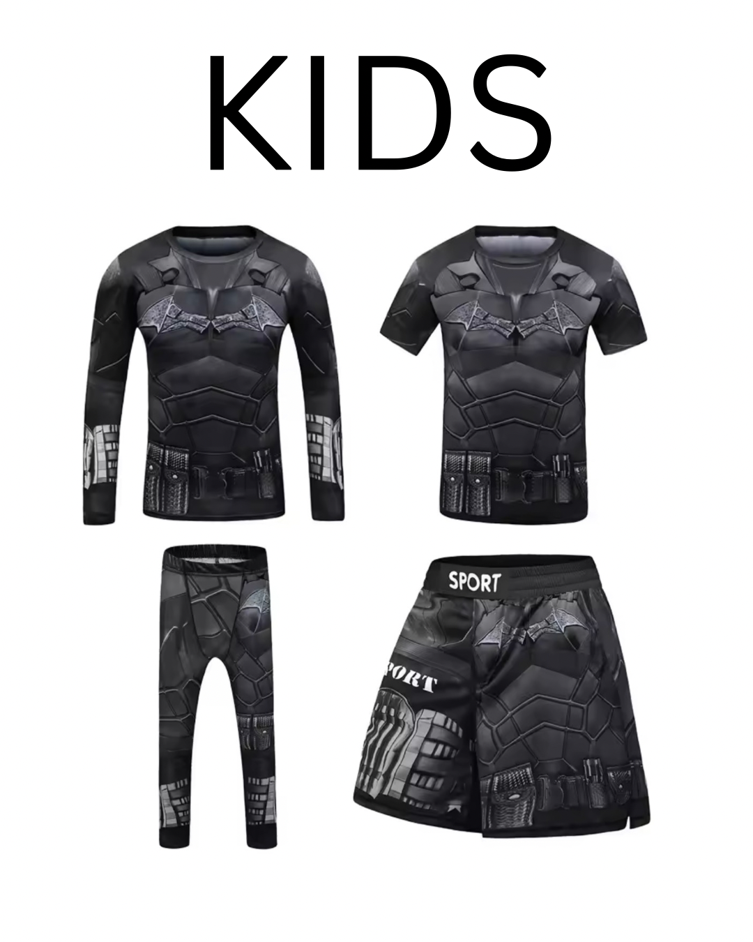 Batman Premium BJJ No Gi / MMA Set. Rash Guard, Shorts & Spats - MADE TO ORDER 2 WEEK DISPATCH