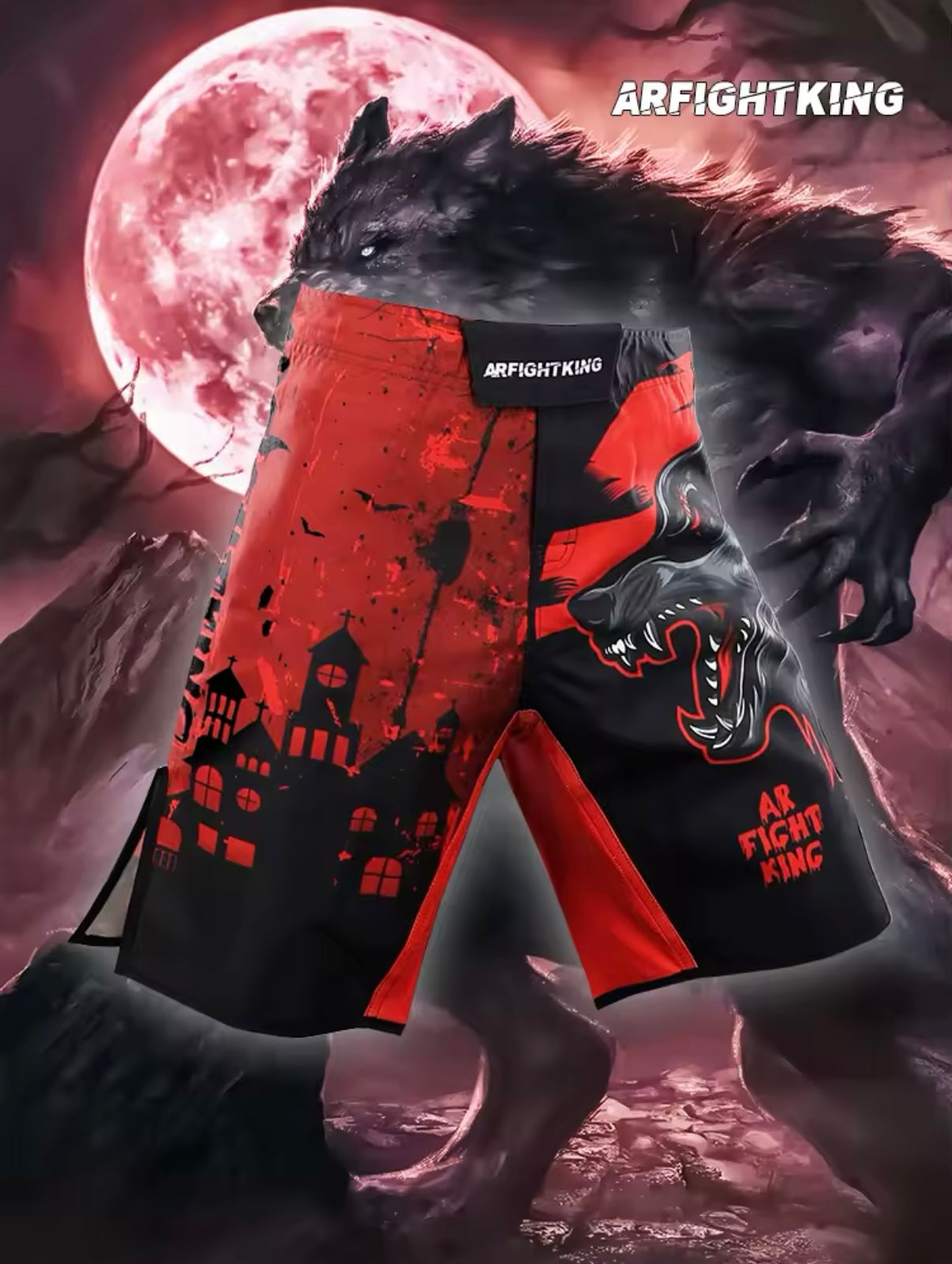Red Werewolf Premium MMA Grappling Shorts - MADE TO ORDER 2 WEEK DISPATCH