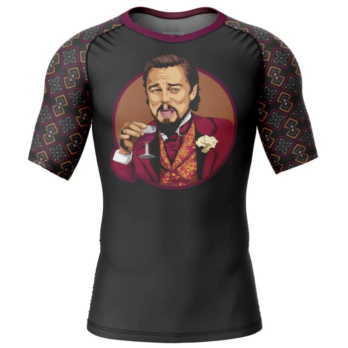 Laughing Leonardo DiCaprio Premium Short Sleeve Rash Guard - MADE TO ORDER 2 WEEK DISPATCH