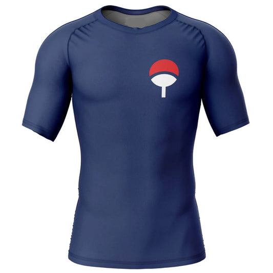 Naruto Blue Uchiha Clan Premium Short Sleeve Rash Guard - MADE TO ORDER 2 WEEK DISPATCH