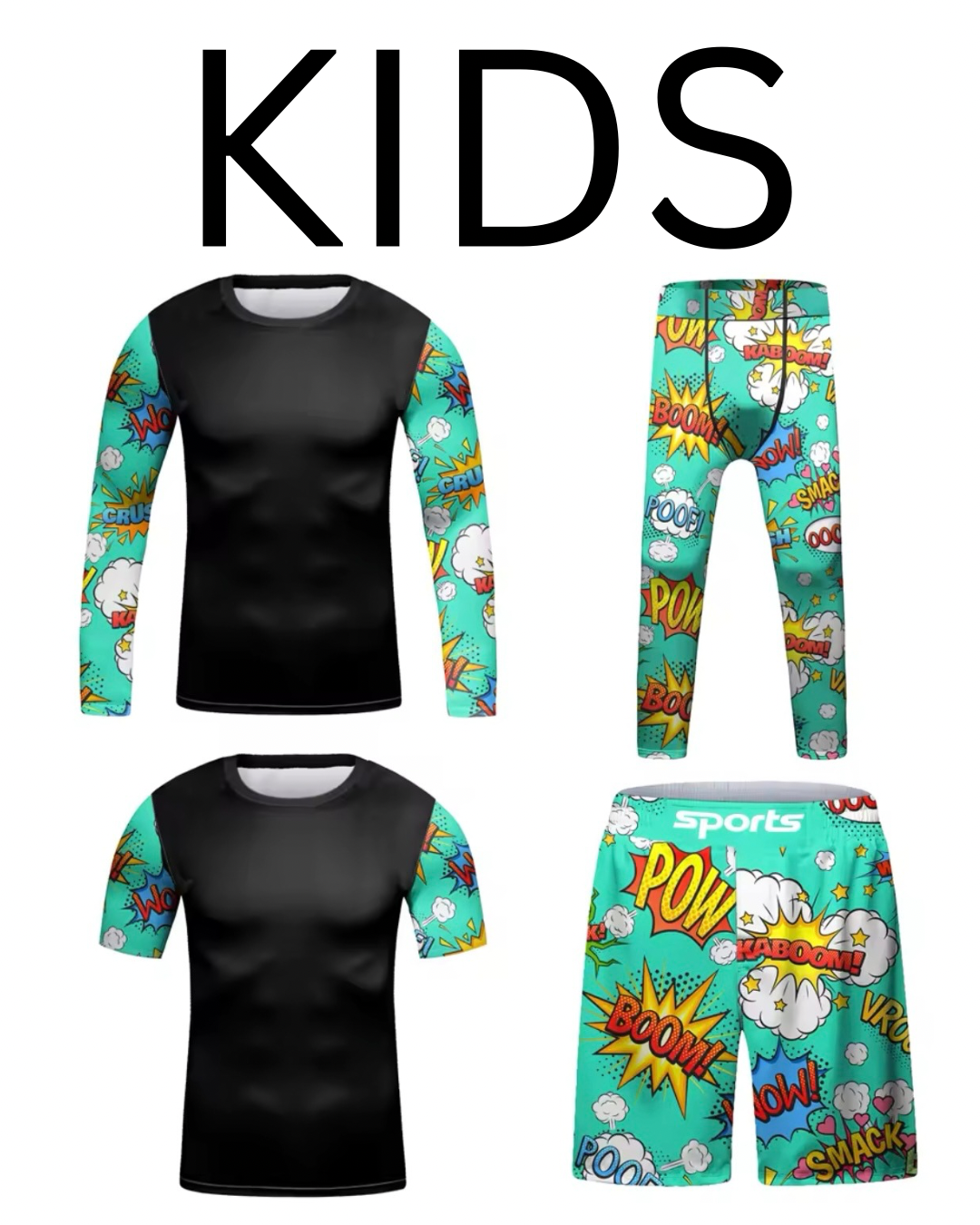 Comic Premium BJJ No Gi / MMA Set. Rash Guard, Shorts & Spats - MADE TO ORDER 2 WEEK DISPATCH