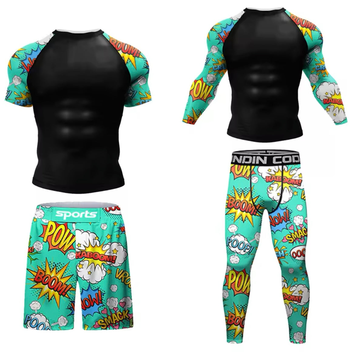 Comic Premium BJJ No Gi / MMA Set. Rash Guard, Shorts & Spats - MADE TO ORDER 2 WEEK DISPATCH