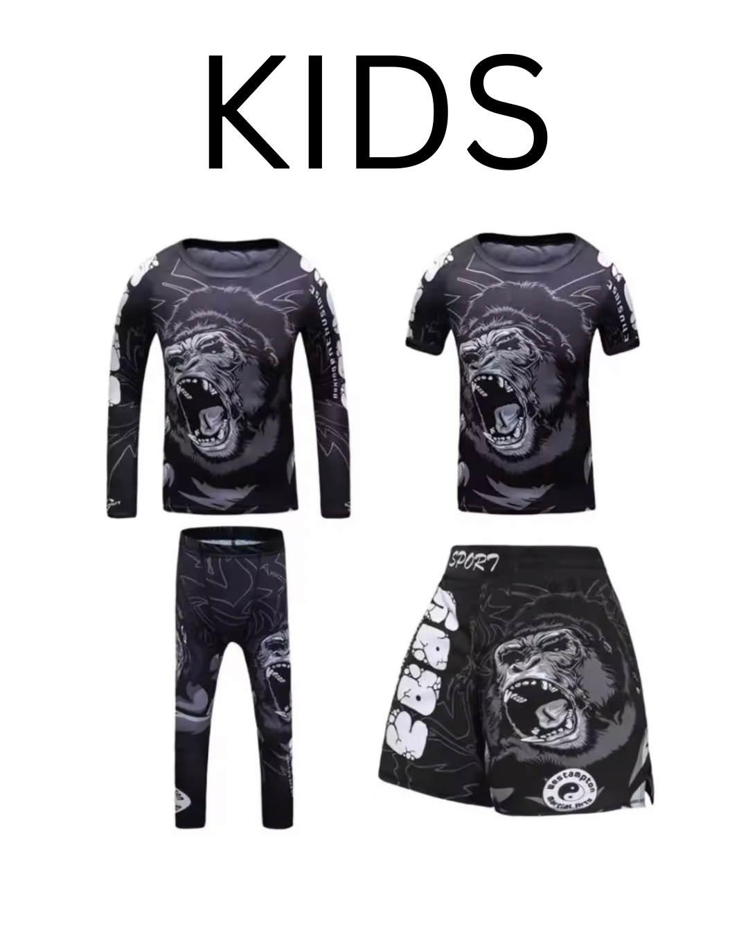 Gorilla Premium BJJ No Gi / MMA Set. Rash Guard, Shorts & Spats - MADE TO ORDER 2 WEEK DISPATCH