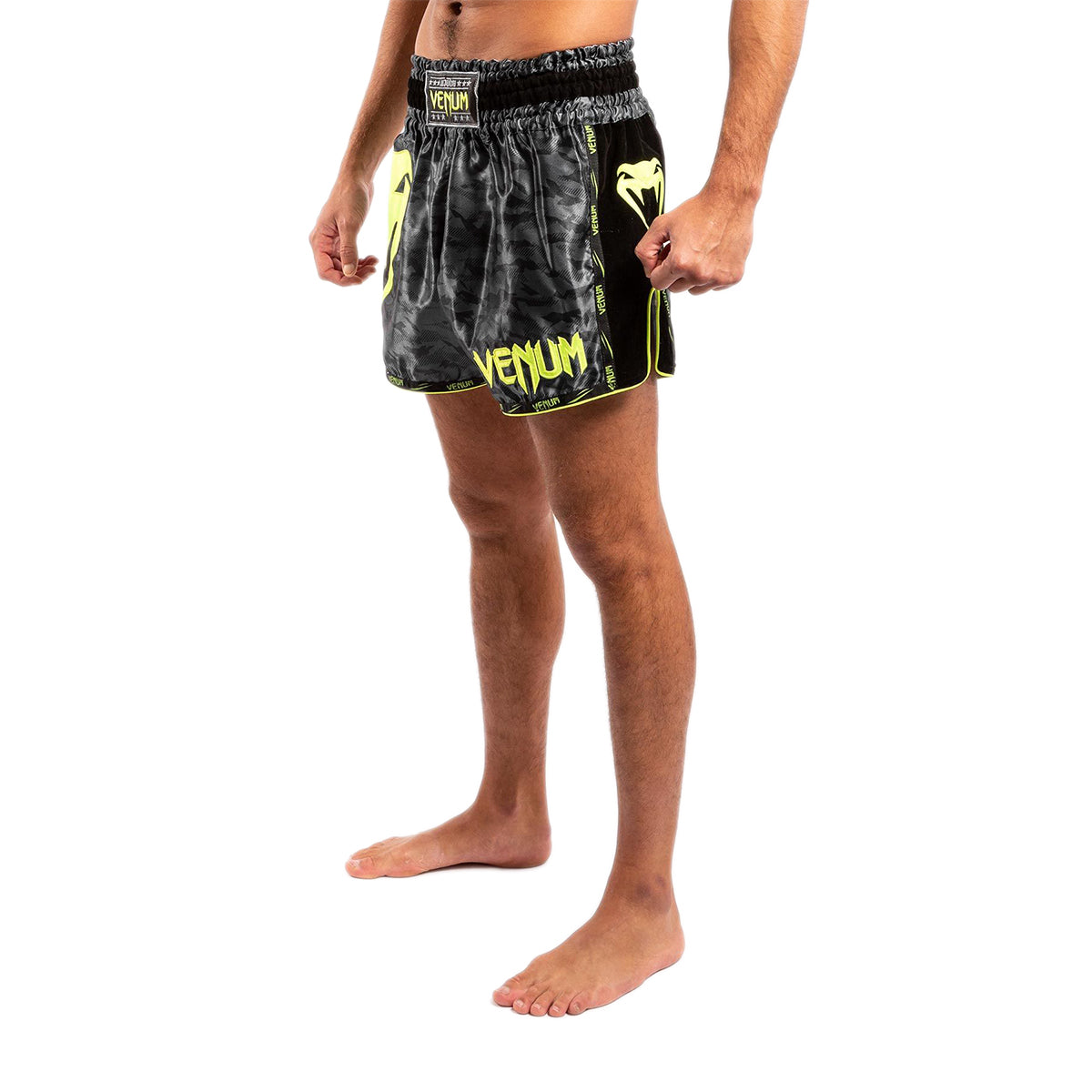 Venum Giant Camo Muay Thai Fight Shorts - Black/Yellow