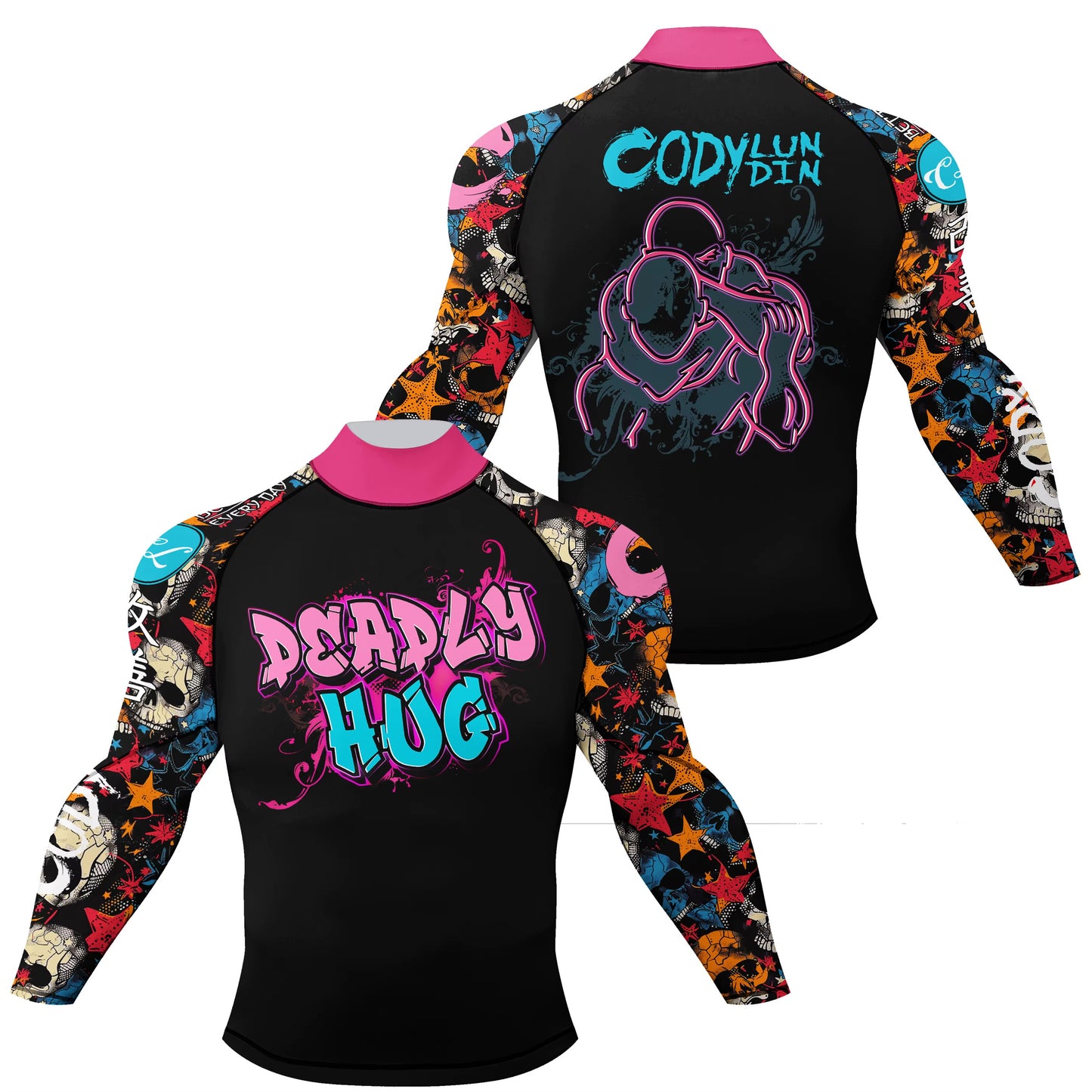 Deadly Hug Premium BJJ No Gi Set. Includes Rash Guard, Shorts & Spats