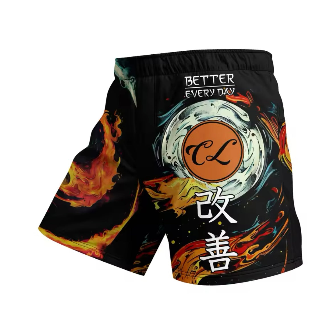 Fire Yin Yang Premium High Neck BJJ No Gi / MMA Set. Rash Guard, Shorts & Spats - MADE TO ORDER 2 WEEK DISPATCH
