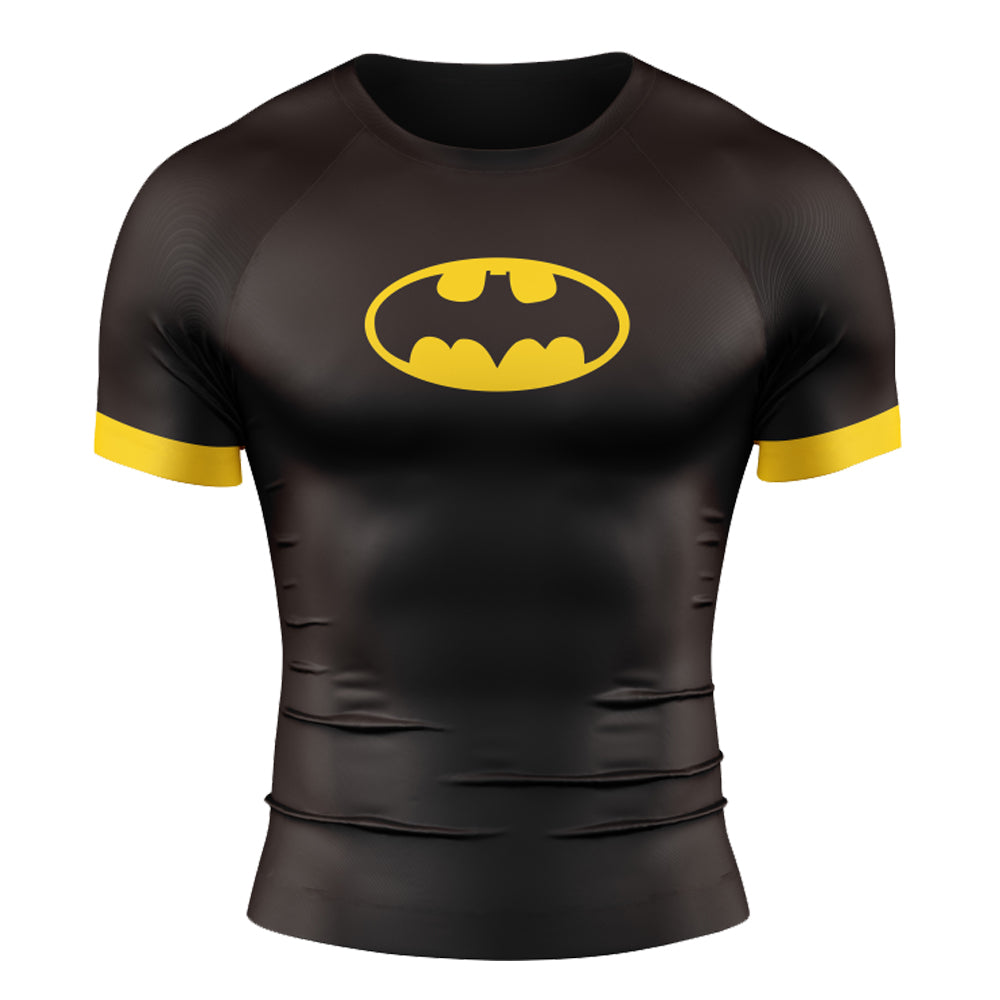 Black Batman Premium Short Sleeve BJJ Rash Guard