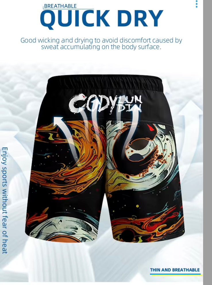 Fire Yin Yang Premium BJJ No Gi Grappling Shorts - MADE TO ORDER 2 WEEK DISPATCH