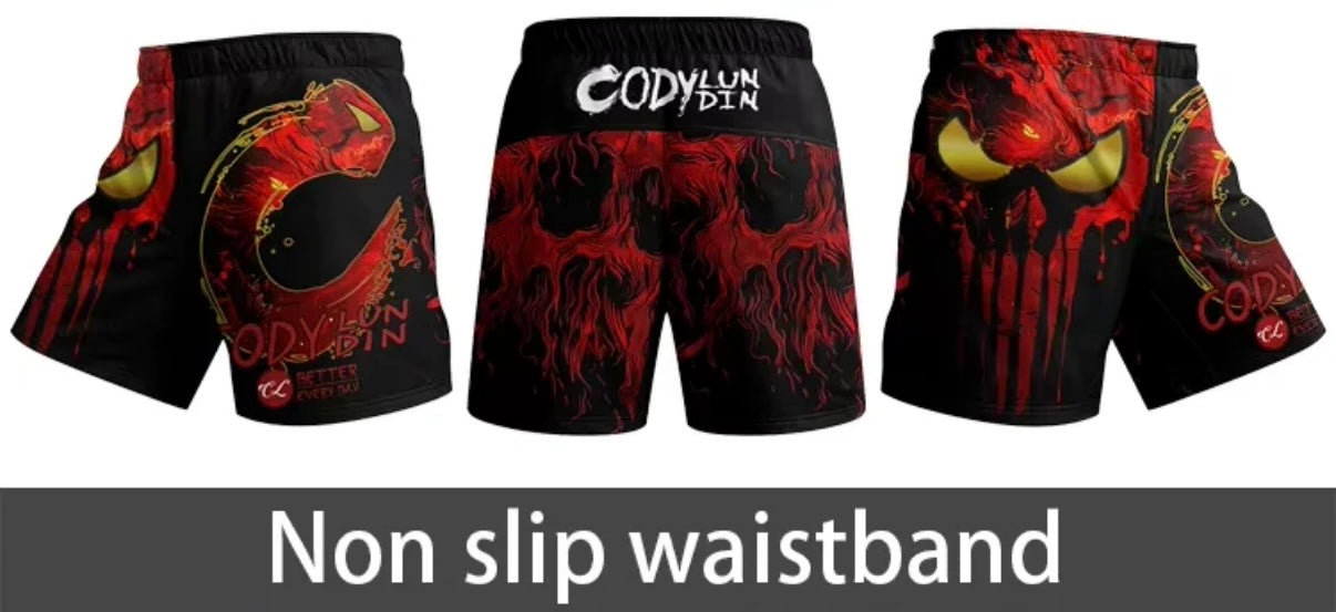 Red Skull Premium High Neck BJJ No Gi / MMA Set. Rash Guard, Shorts & Spats - MADE TO ORDER 2 WEEK DISPATCH