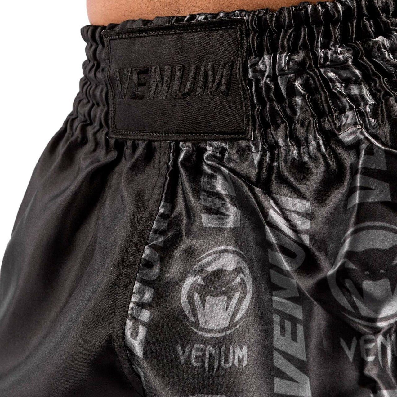 Venum Logos Muay Thai Fight Shorts - Black