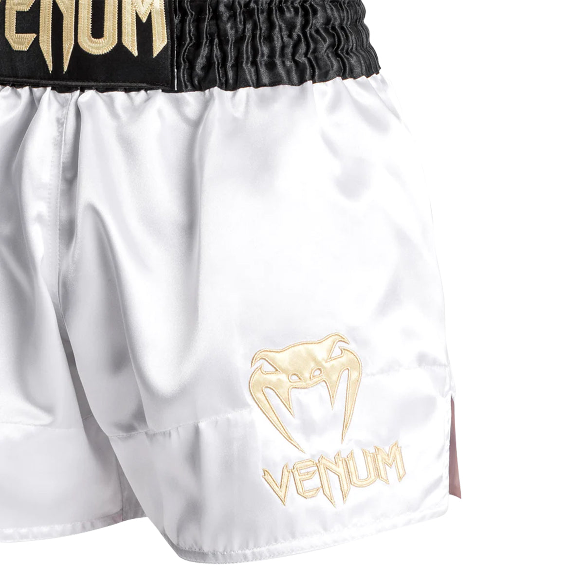 Venum Classic Muay Thai Shorts - Black/White/Gold
