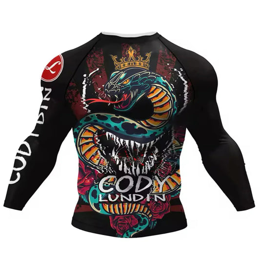 Snake King Premium BJJ / MMA Rash Guard - LONG & SHORT SLEEVE VARIATIONS - MADE TO ORDER 2 WEEK DISPATCH