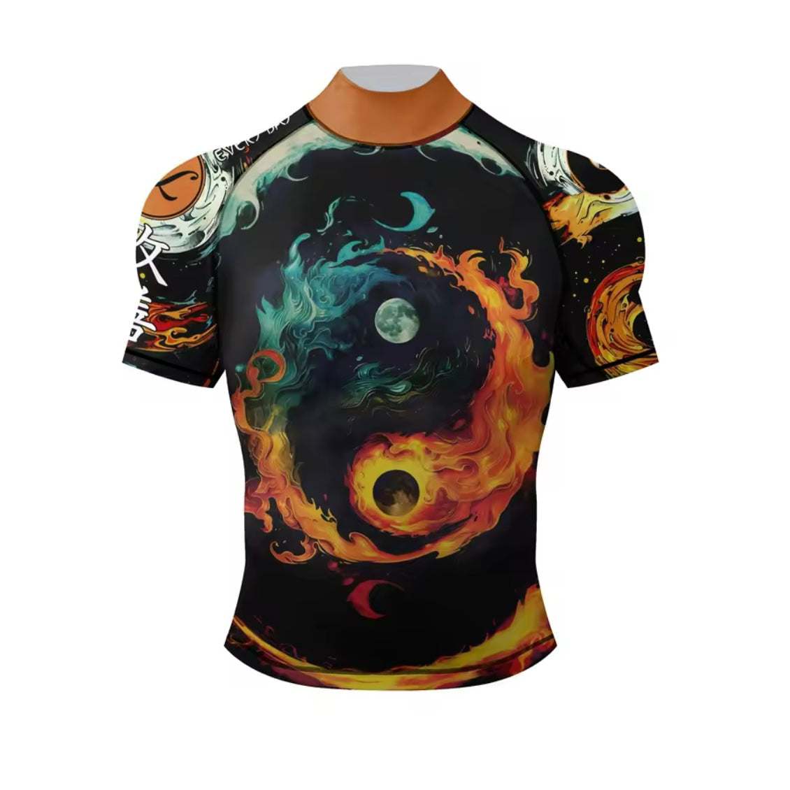 Fire Yin Yang Premium High Neck BJJ No Gi / MMA Set. Rash Guard, Shorts & Spats - MADE TO ORDER 2 WEEK DISPATCH