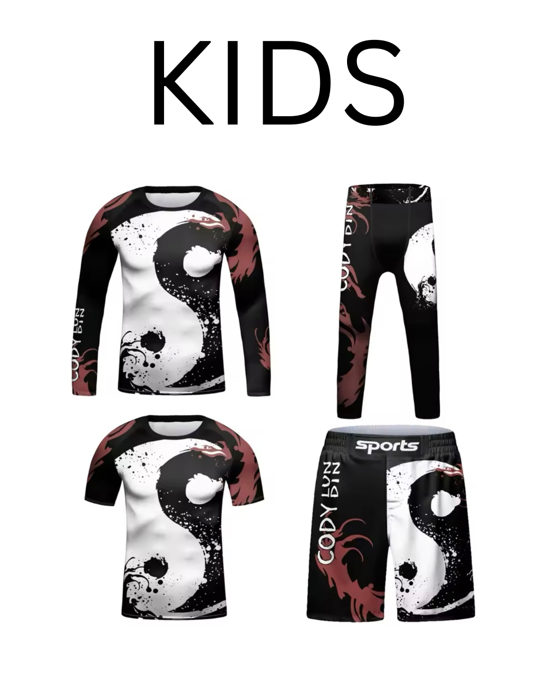Yin Yang Premium BJJ No Gi / MMA Set. Rash Guard, Shorts & Spats - MADE TO ORDER 2 WEEK DISPATCH