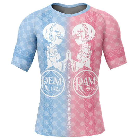 Re:Zero Rem And Ram Premium Short Sleeve Rash Guard - MADE TO ORDER 2 WEEK DISPATCH