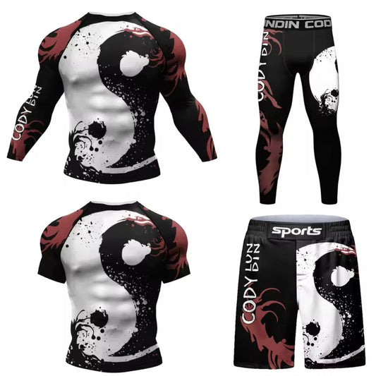 Yin Yang Premium BJJ No Gi / MMA Set. Rash Guard, Shorts & Spats - MADE TO ORDER 2 WEEK DISPATCH