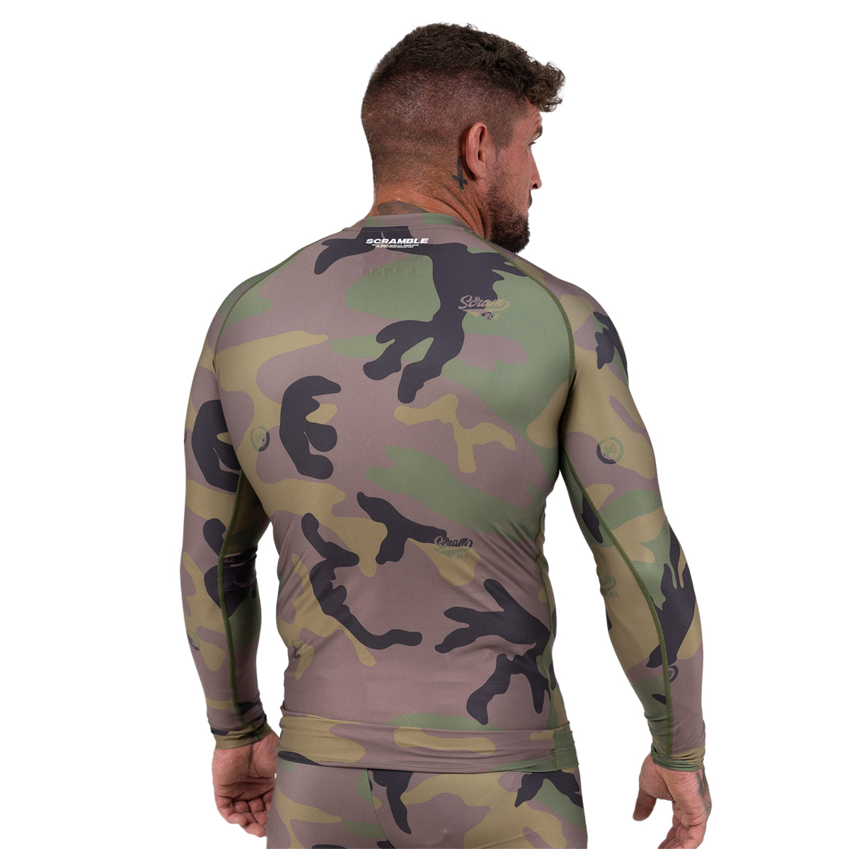 Scramble Base Woodland Camo Long Sleeve Rash Guard