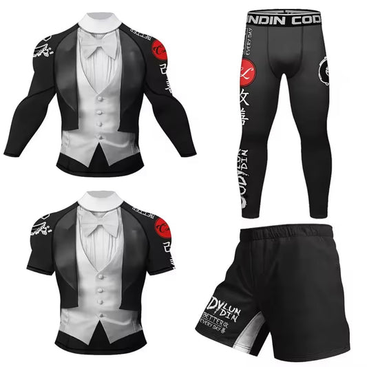 Tuxedo Premium High Neck BJJ No Gi / MMA Set. Rash Guard, Shorts & Spats - MADE TO ORDER 2 WEEK DISPATCH