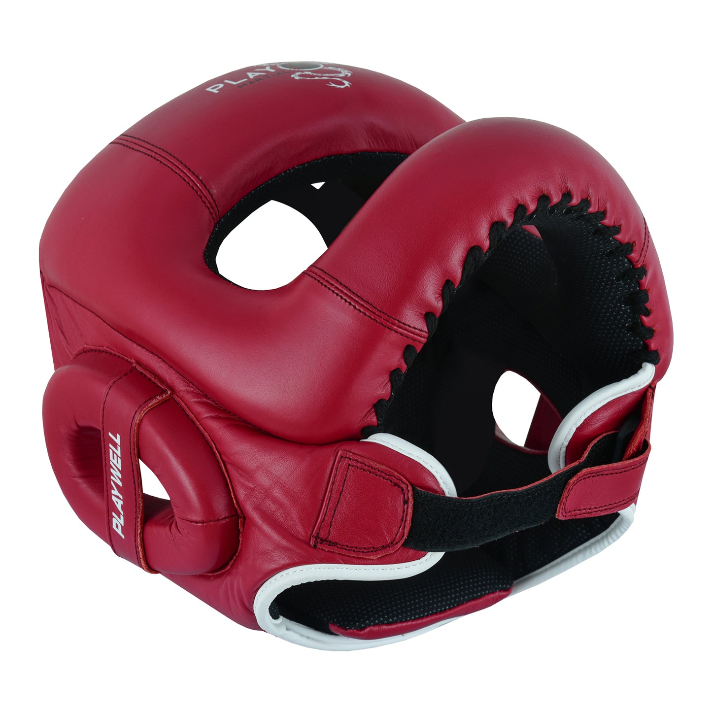 Boxing Ultimate Leather Full Face Bar Head Guard - Maroon