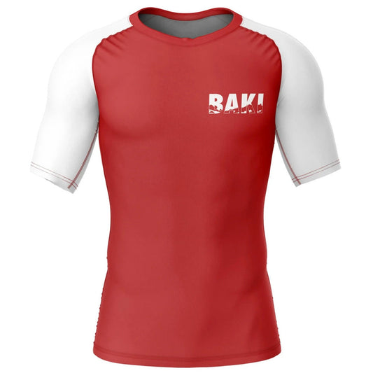 Baki The Grappler Red & White Premium Short Sleeve Rash Guard - MADE TO ORDER 2 WEEK DISPATCH