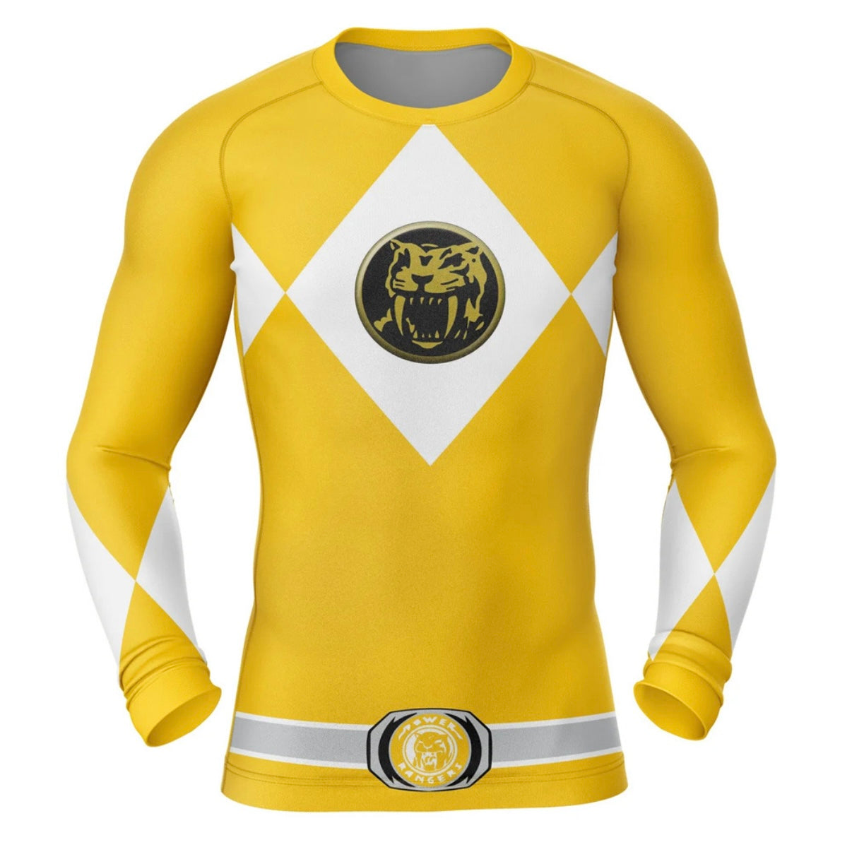 Yellow Power Ranger Premium Rash Guard - LONG OR SHORT SLEEVE - MADE TO ORDER 2 WEEK DISPATCH
