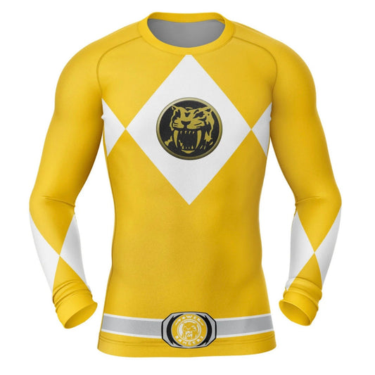 Yellow Power Ranger Premium Rash Guard - LONG OR SHORT SLEEVE - MADE TO ORDER 2 WEEK DISPATCH