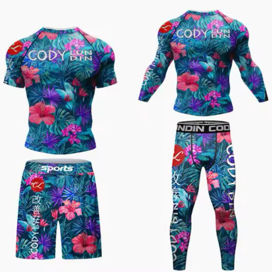 Flower Premium BJJ No Gi / MMA Set. Rash Guard, Shorts & Spats - MADE TO ORDER 2 WEEK DISPATCH