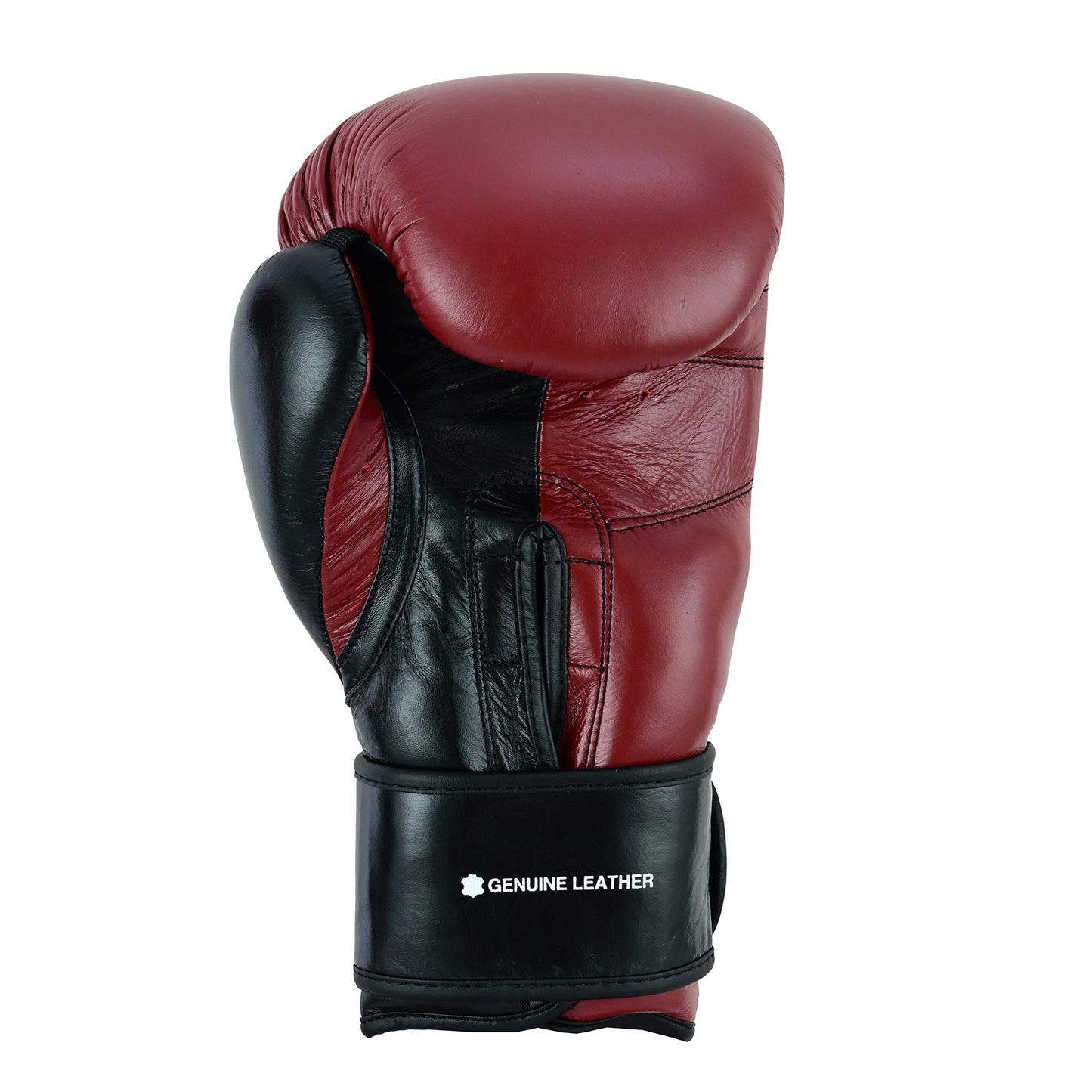 PMA Leather Muay Thai Boxing Gloves & Shin Pads Set - Maroon/Bla