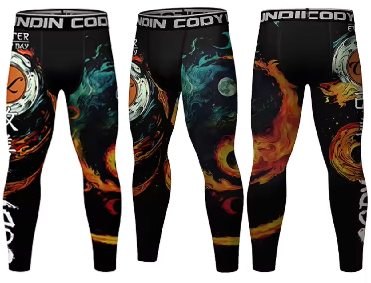 Fire Yin Yang Premium Compression Spats For BJJ, MMA, Wrestling, CrossFit, Yoga, Running, Cycling, and More - MADE TO ORDER 2 WEEK DISPATCH