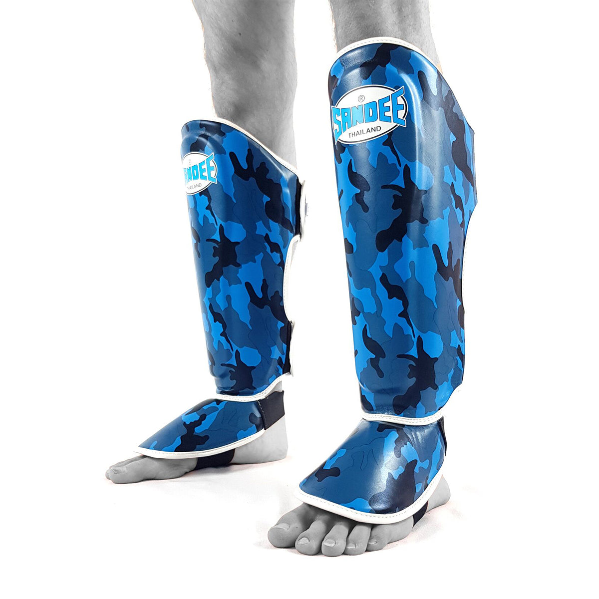 Sandee Authentic Kids Camo Shin Guards - Blue