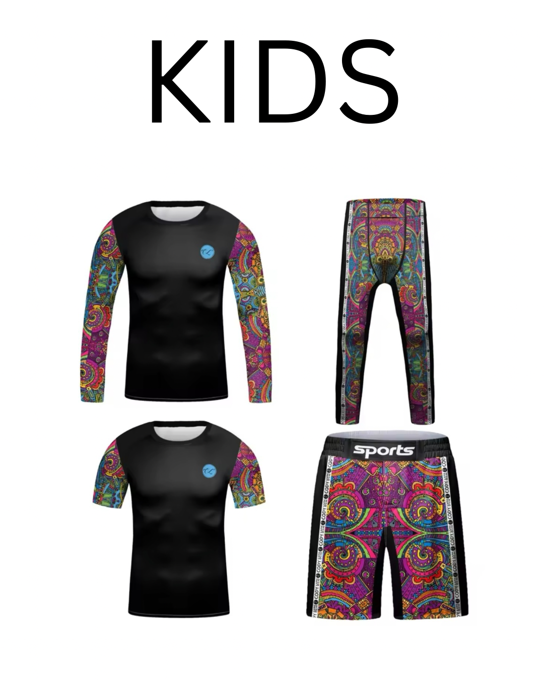 Psychedelic Premium BJJ No Gi / MMA Set. Rash Guard, Shorts & Spats - MADE TO ORDER 2 WEEK DISPATCH