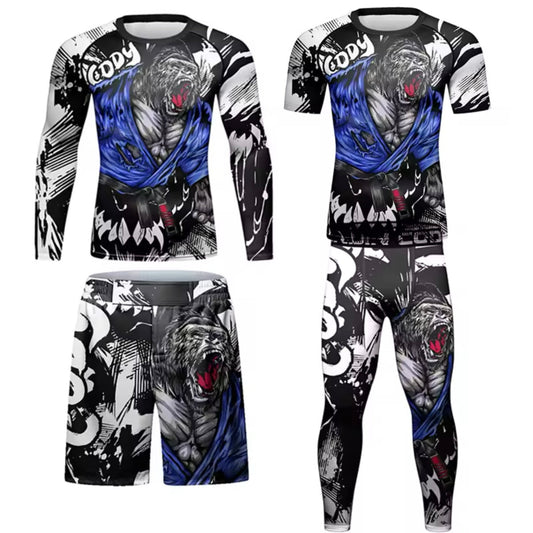 Gorilla Rage Premium BJJ No Gi / MMA Set. Rash Guard, Shorts & Spats - MADE TO ORDER 2 WEEK DISPATCH