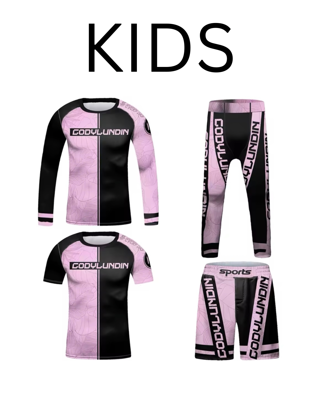 Black & Pink Premium BJJ No Gi / MMA Set. Rash Guard, Shorts & Spats - MADE TO ORDER 2 WEEK DISPATCH