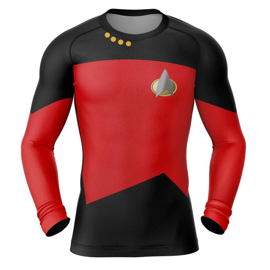 Star Trek The Next Generation Red Premium Rash Guard - LONG OR SHORT SLEEVE - MADE TO ORDER 2 WEEK DISPATCH