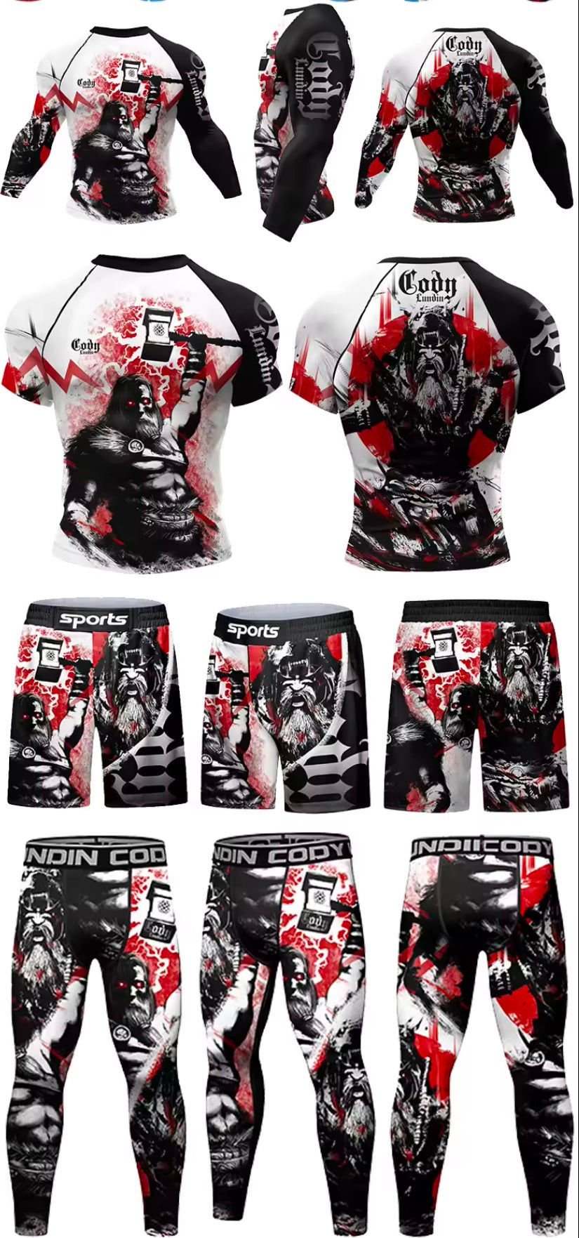Warrior God Premium BJJ No Gi / MMA Set. Rash Guard, Shorts & Spats - MADE TO ORDER 2 WEEK DISPATCH