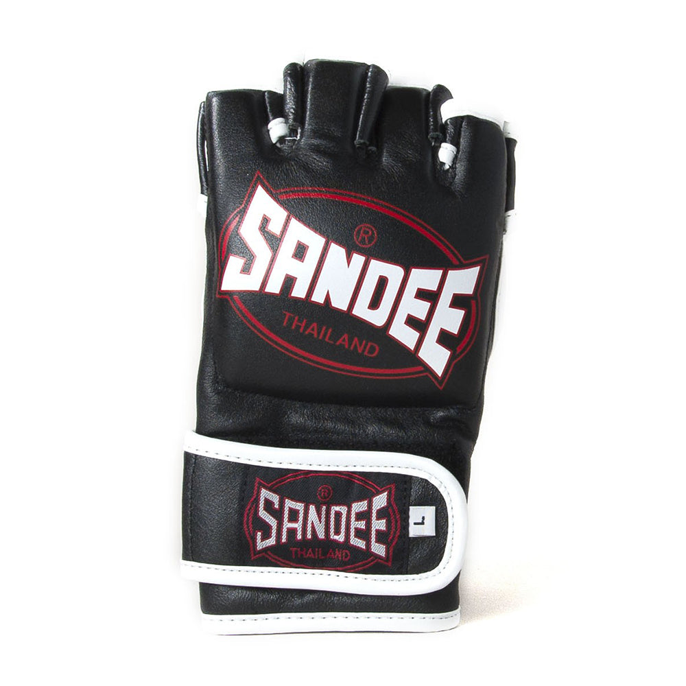 Sandee MMA Leather Fight Gloves  - Black 4oz