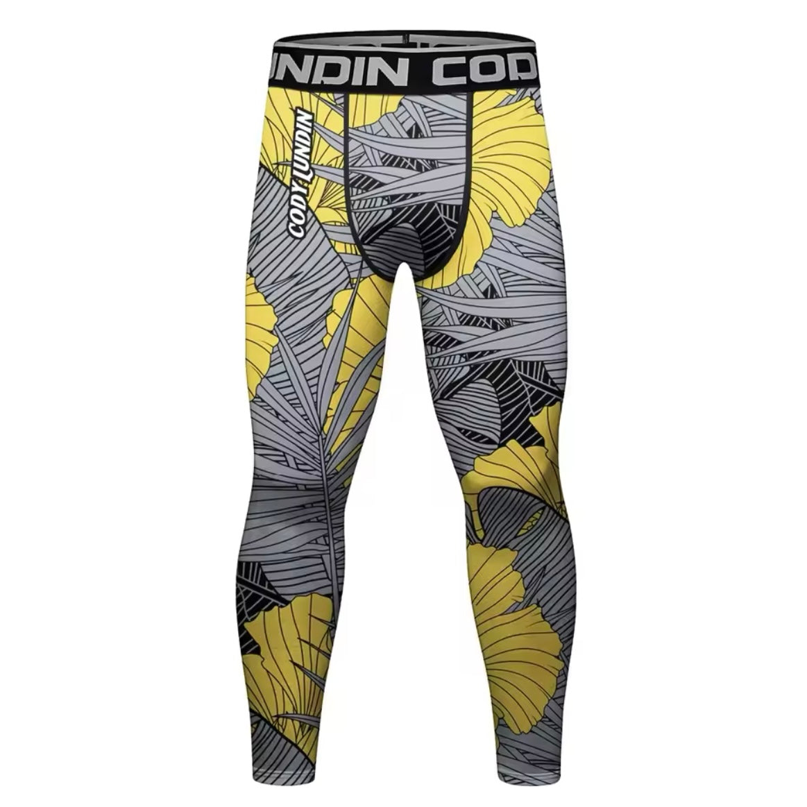 Grey & Yellow Flower Premium BJJ No Gi / MMA Set. Rash Guard, Shorts & Spats - MADE TO ORDER 2 WEEK DISPATCH