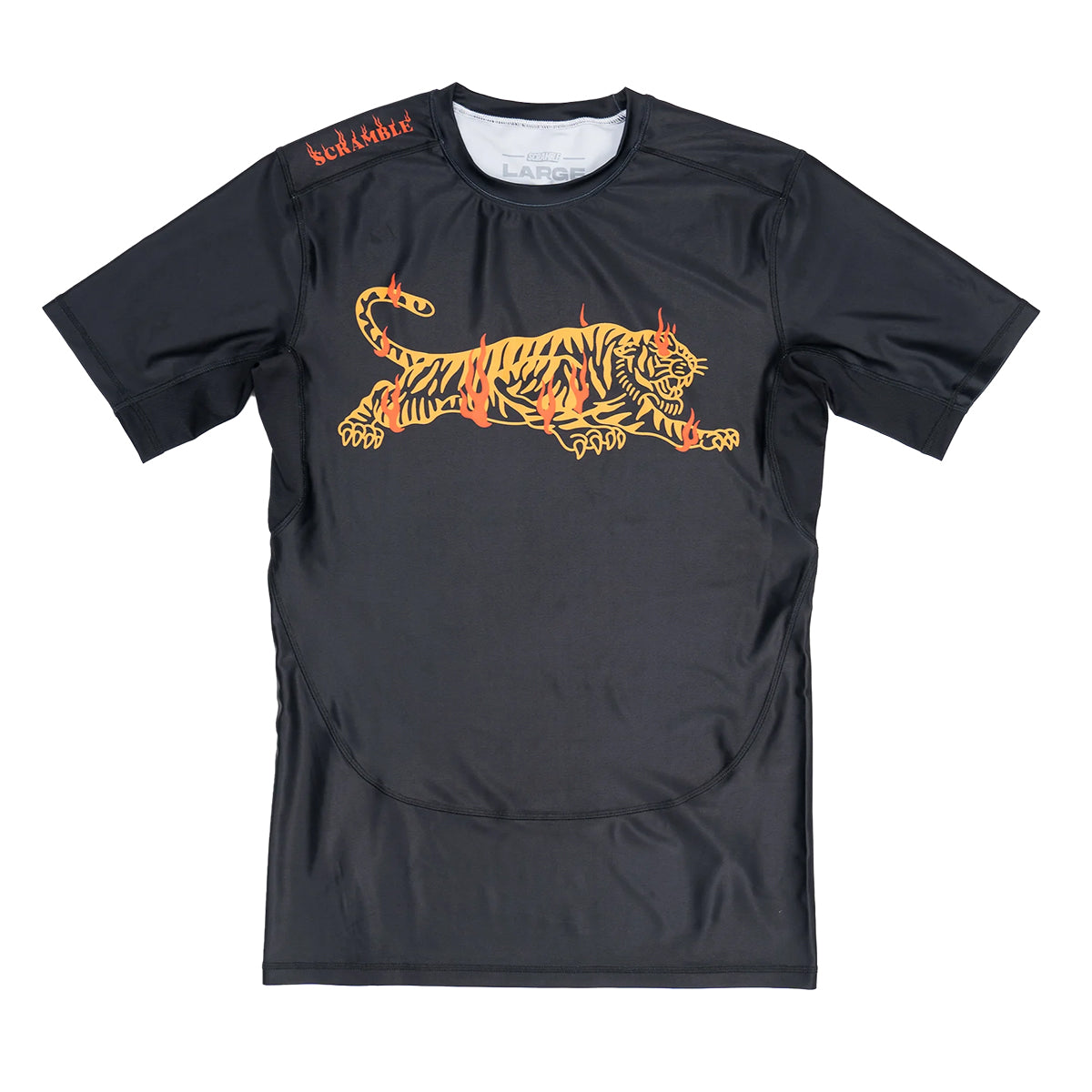 Scramble Burning Tiger Short Sleeve Rash Guard