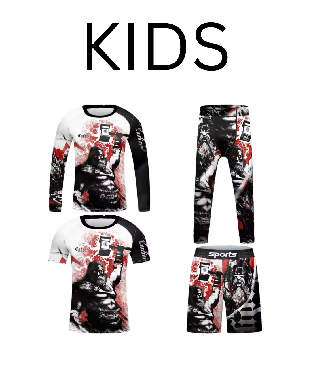 Warrior God Premium BJJ No Gi / MMA Set. Rash Guard, Shorts & Spats - MADE TO ORDER 2 WEEK DISPATCH