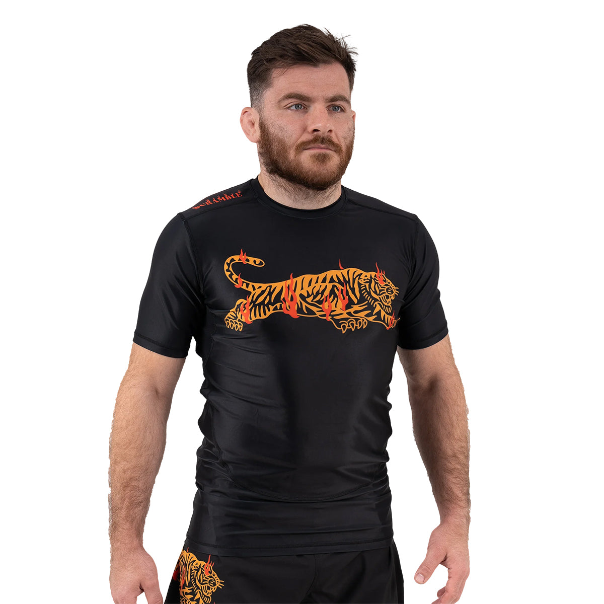 Scramble Burning Tiger Short Sleeve Rash Guard