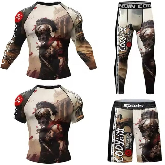 Gladiator Premium BJJ No Gi / MMA Set. Rash Guard, Shorts & Spats - MADE TO ORDER 2 WEEK DISPATCH