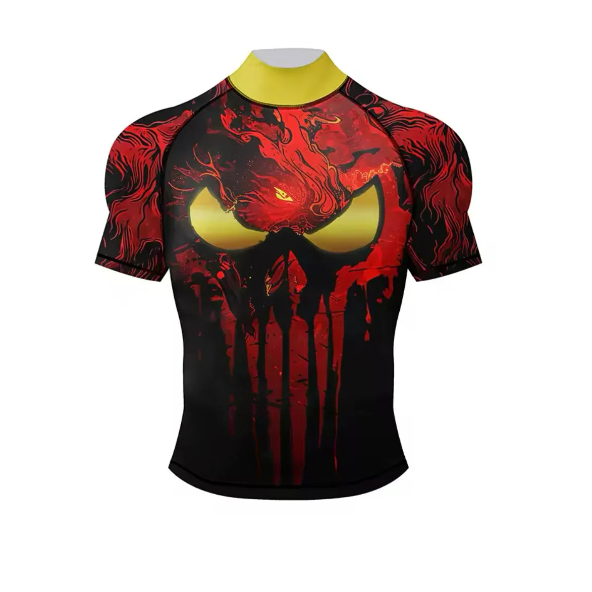 Red Skull Premium BJJ / MMA High Neck Rash Guard - LONG & SHORT SLEEVE VARIATIONS - MADE TO ORDER 2 WEEK DISPATCH