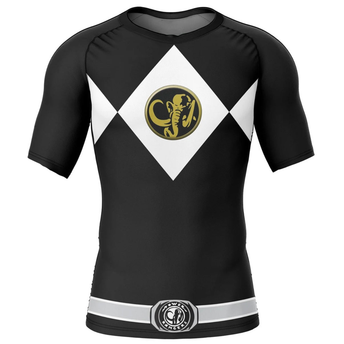 Black Power Ranger Premium Rash Guard - LONG OR SHORT SLEEVE - MADE TO ORDER 2 WEEK DISPATCH