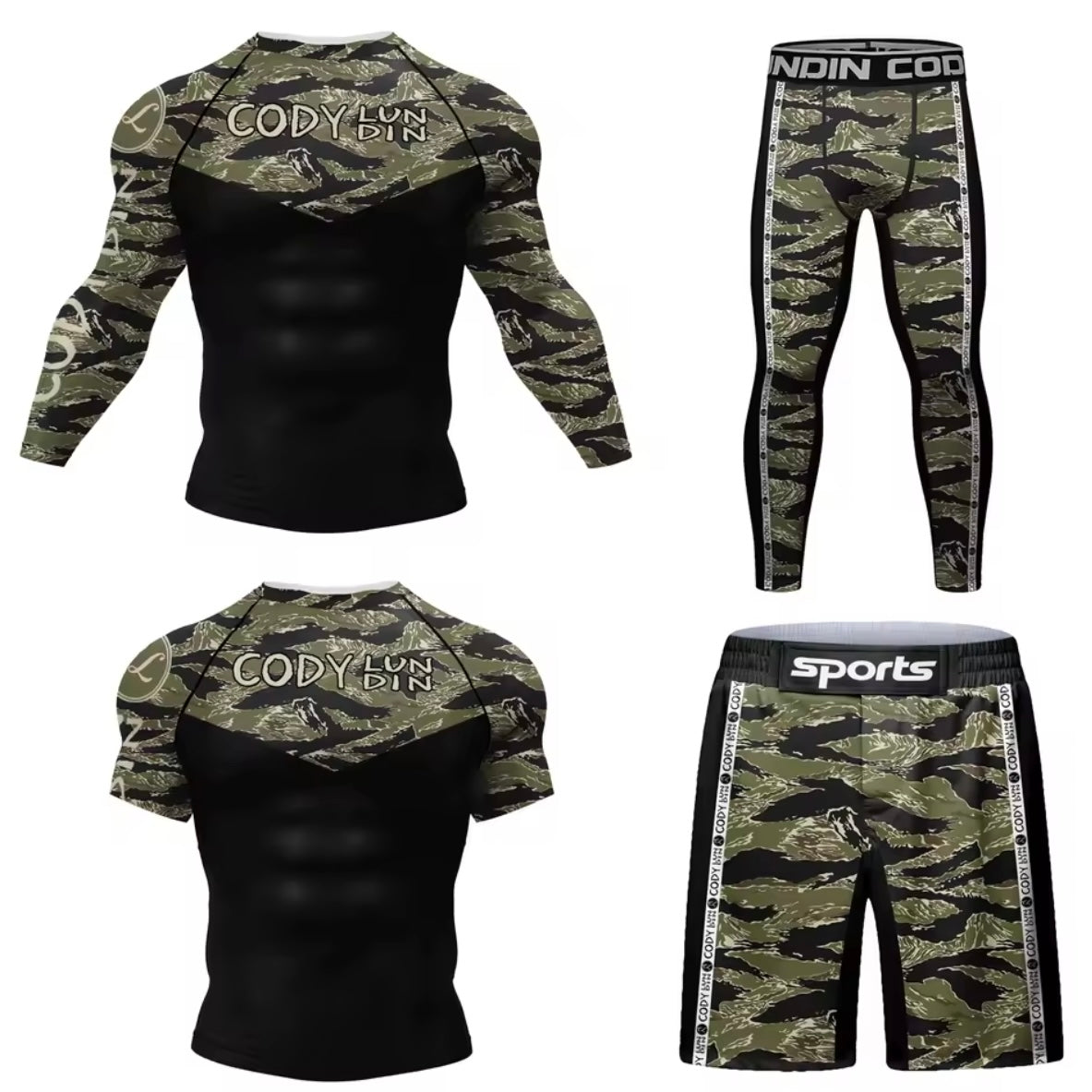 Green Canopy Premium BJJ No Gi / MMA Set. Rash Guard, Shorts & Spats - MADE TO ORDER 2 WEEK DISPATCH