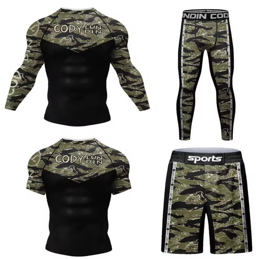 Green Canopy Premium BJJ No Gi / MMA Set. Rash Guard, Shorts & Spats - MADE TO ORDER 2 WEEK DISPATCH