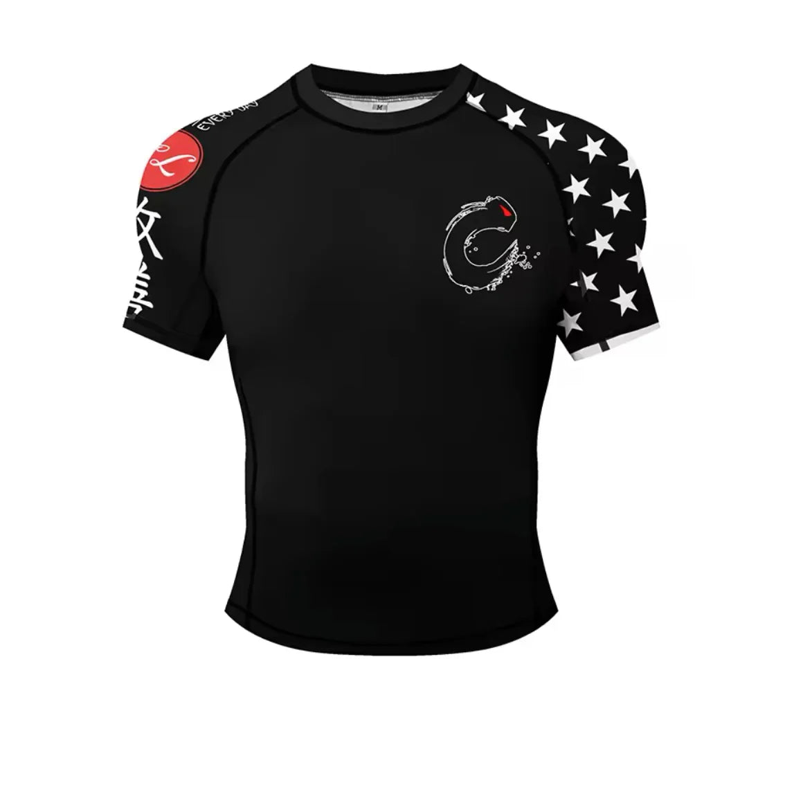 Black USA Premium BJJ / MMA Rash Guard - LONG & SHORT SLEEVE VARIATIONS - MADE TO ORDER 2 WEEK DISPATCH