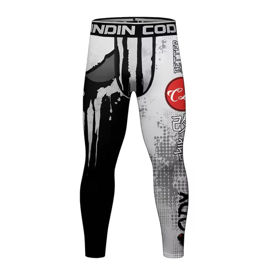 White Skull Premium Compression Spats For BJJ, MMA, Wrestling, CrossFit, Yoga, Running, Cycling, and More - MADE TO ORDER 2 WEEK DISPATCH